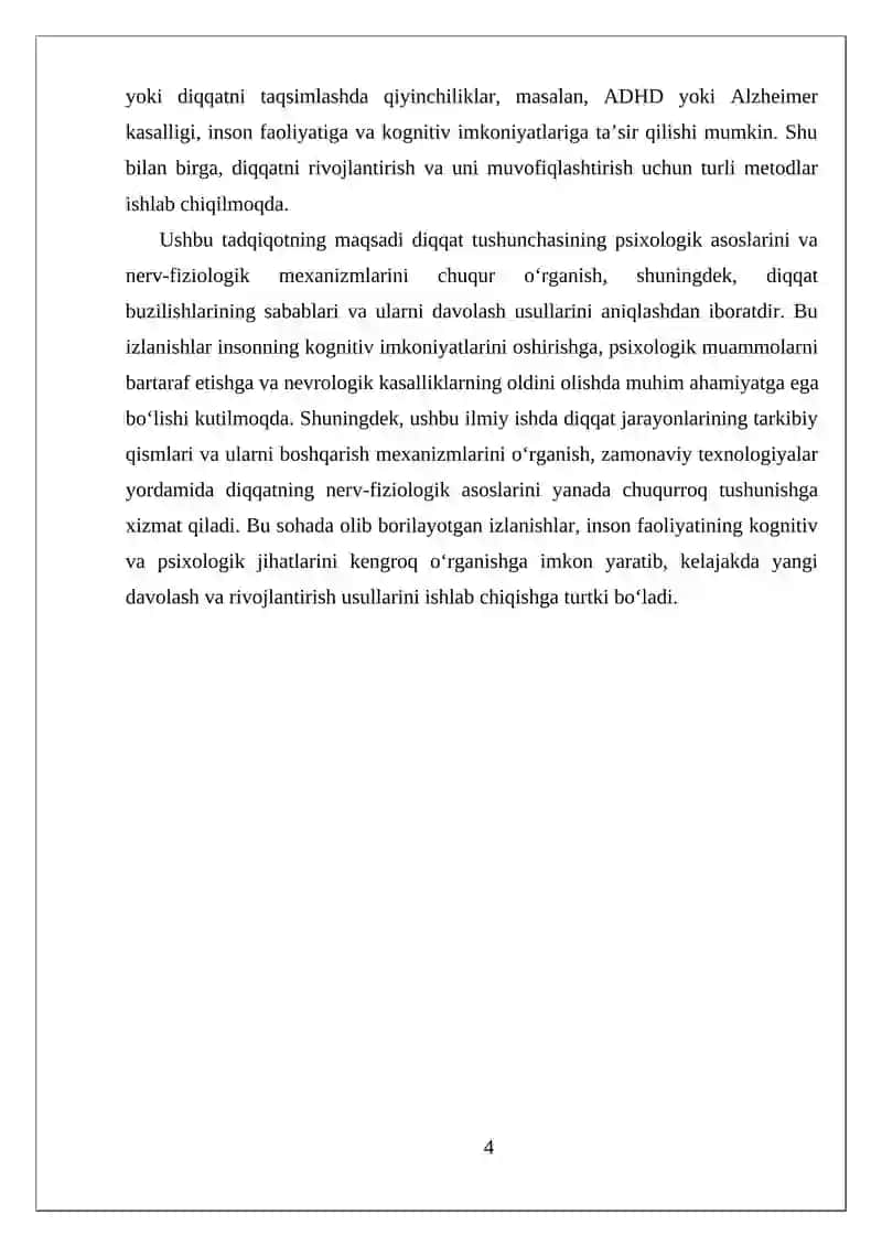 Diqqat tushunchasining psixologik asoslarini o'rganish 4