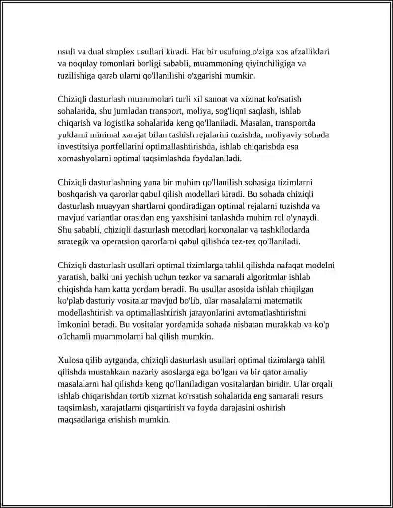 OPTIMAL TIZIMLARGA TAHLIL QILISH USULLARI 4