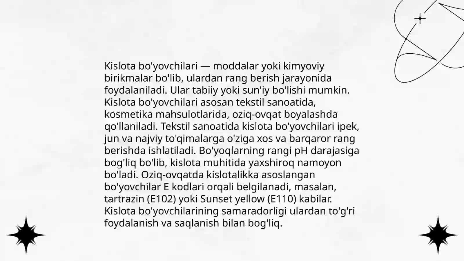 Bo'yovchi moddalar turlari 4