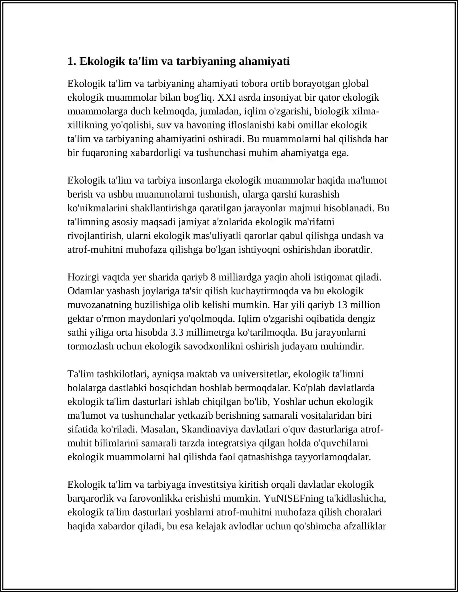 EKOLOGIYA FANINING HAYOTIMIZDAGI O‘RNI VA FAOLYATI 4