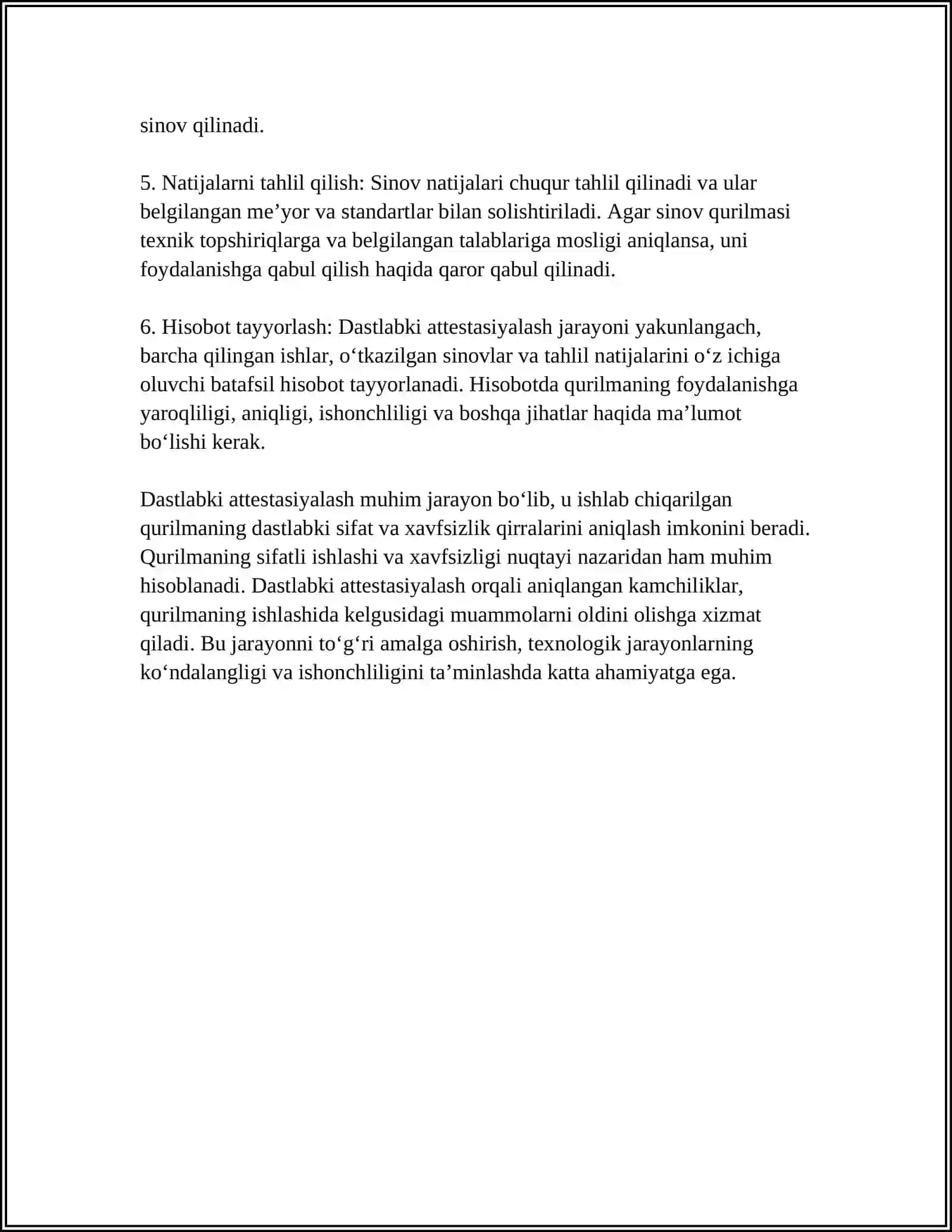 SINOV QURILMASINI ATTSTASIYALASH TURLARI 4