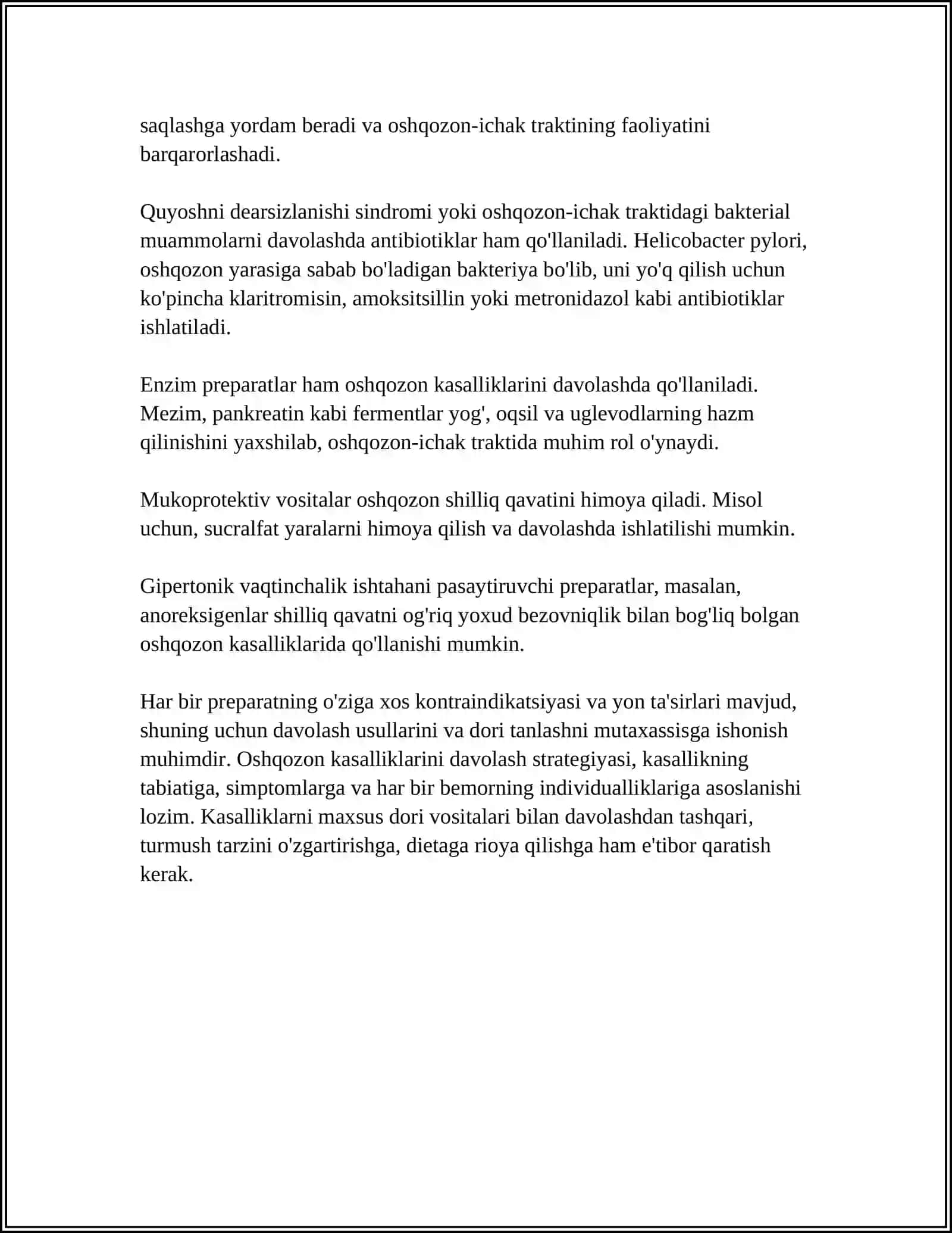 HAZM QILISH ORGANLARI,KASSALIKLARINI DAVOLOVCHI PEREPARADLAR 4