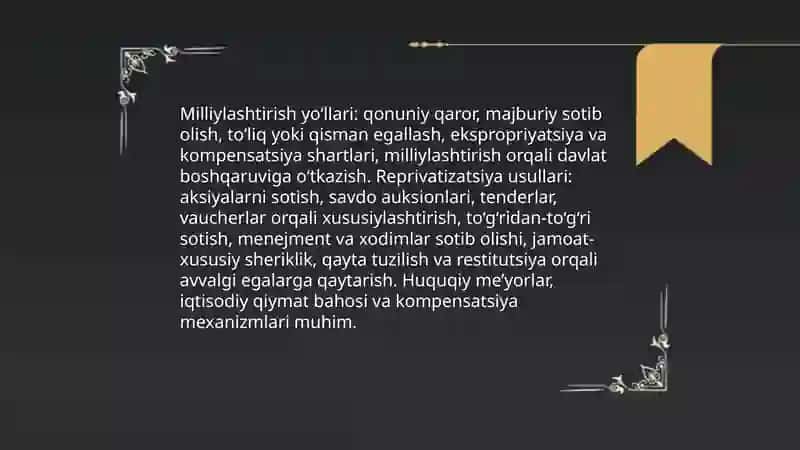 Mulkchilik shakllari o'zgarishining yo'llari va usullari 4
