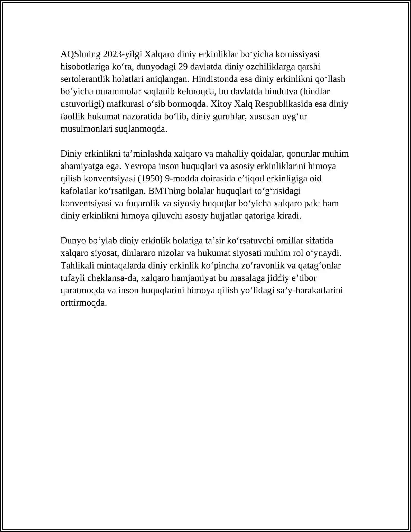VIJDON VA EʼTIQOD ERKINLIGINING TAʼRIFI 4