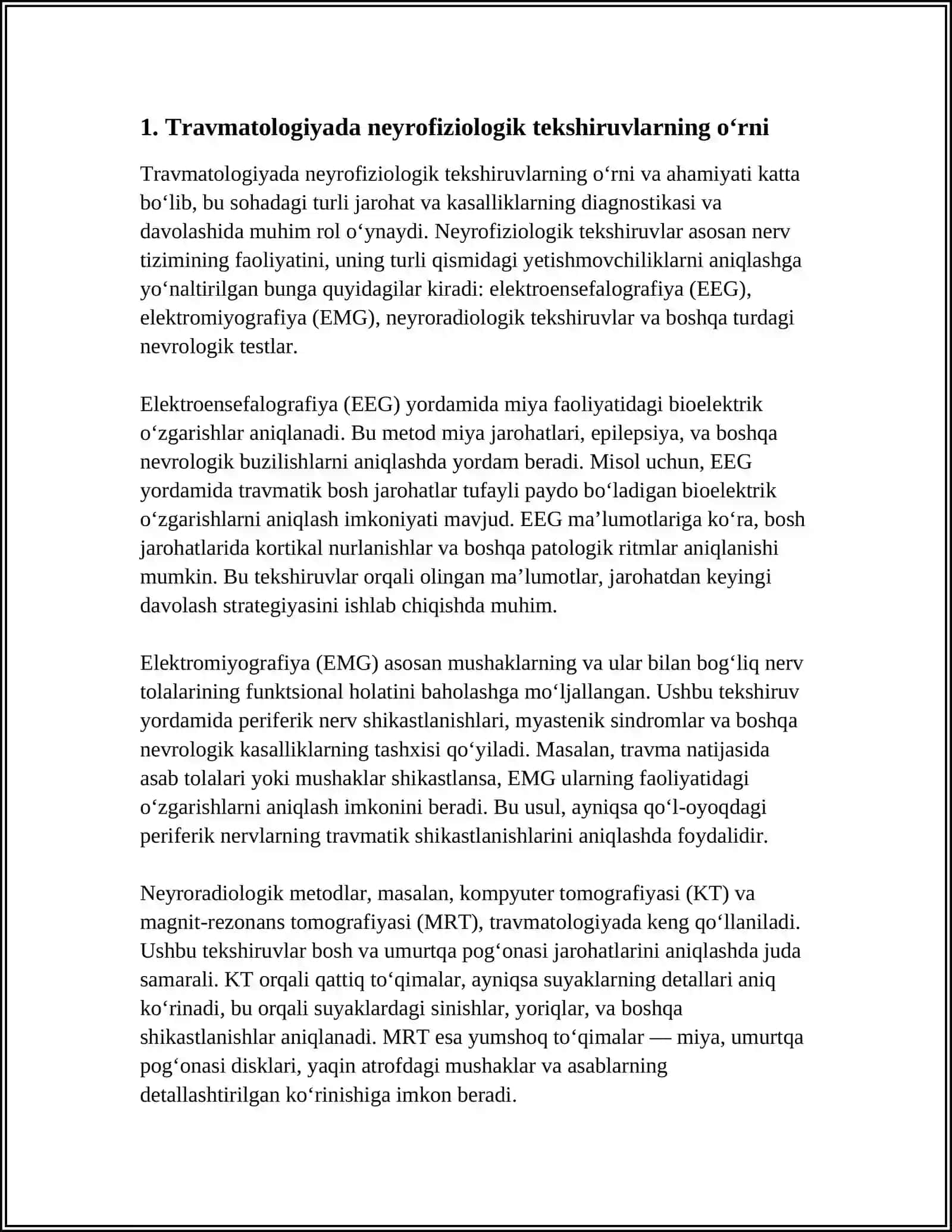 TRAVMATOLOGIYA ORTOPEDIYADA NEYROFIZIOLOGIK TEKSHIRUVLARINI O‘RNI 4