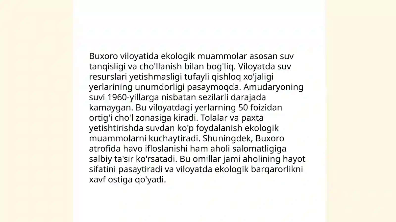 Buxoro viloyatidagi geoekologik vaziyatlarni baholash 4