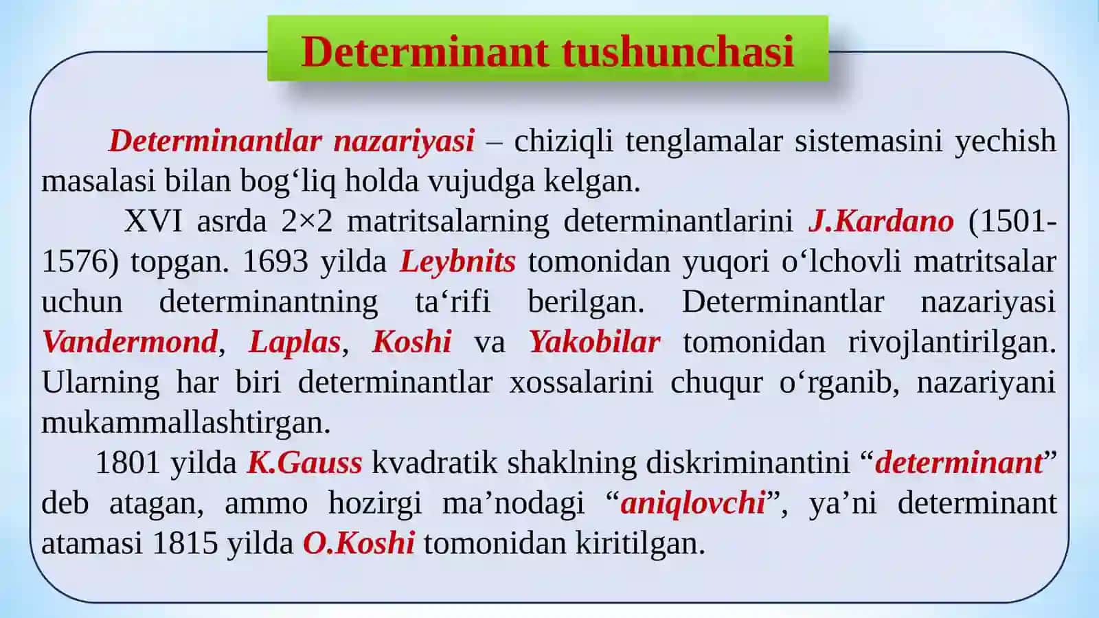 Determinantlar nazariyasi 4