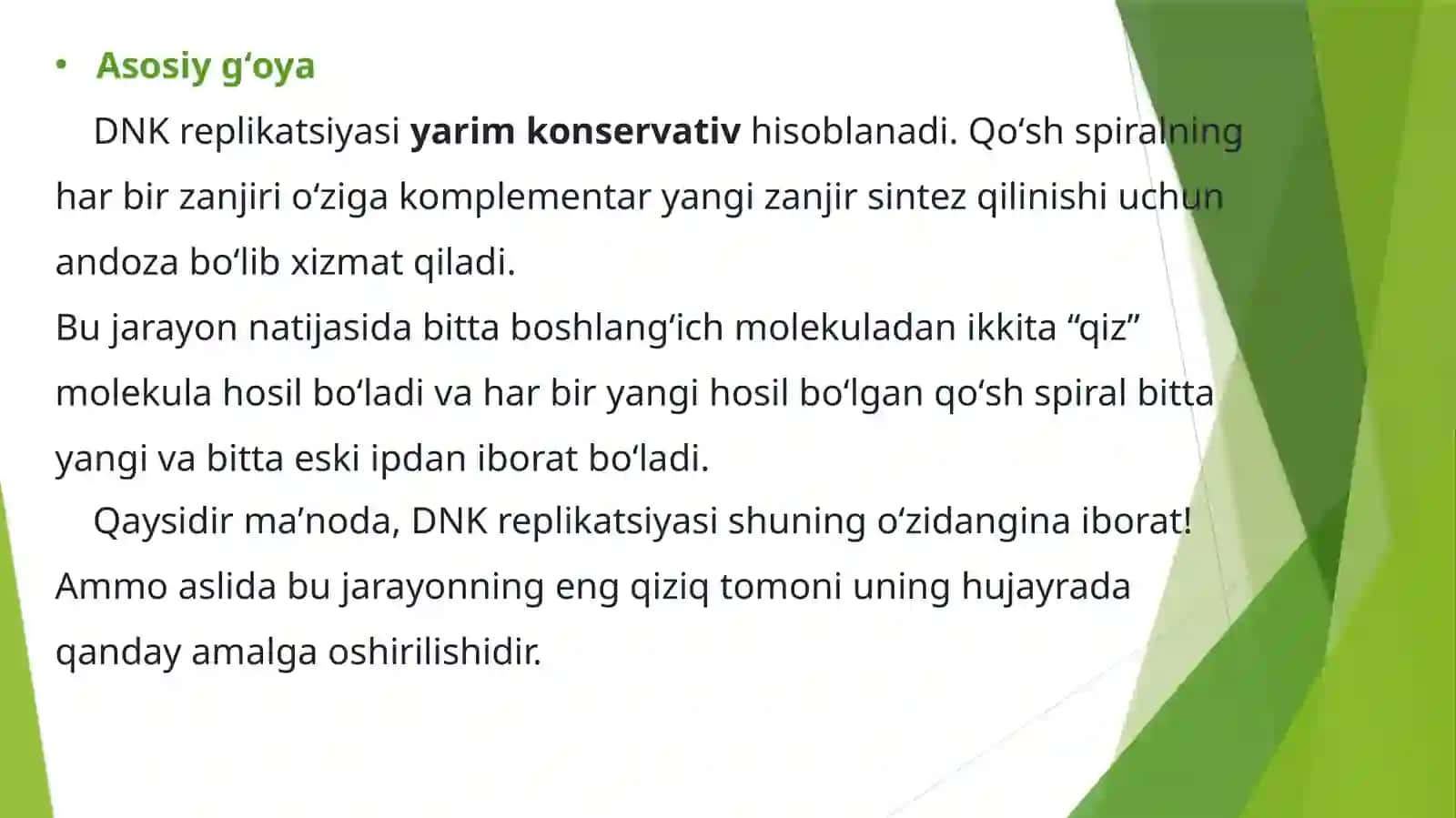 DNK replikatsiyasining molekulyar mexanizmini o’rganish 4