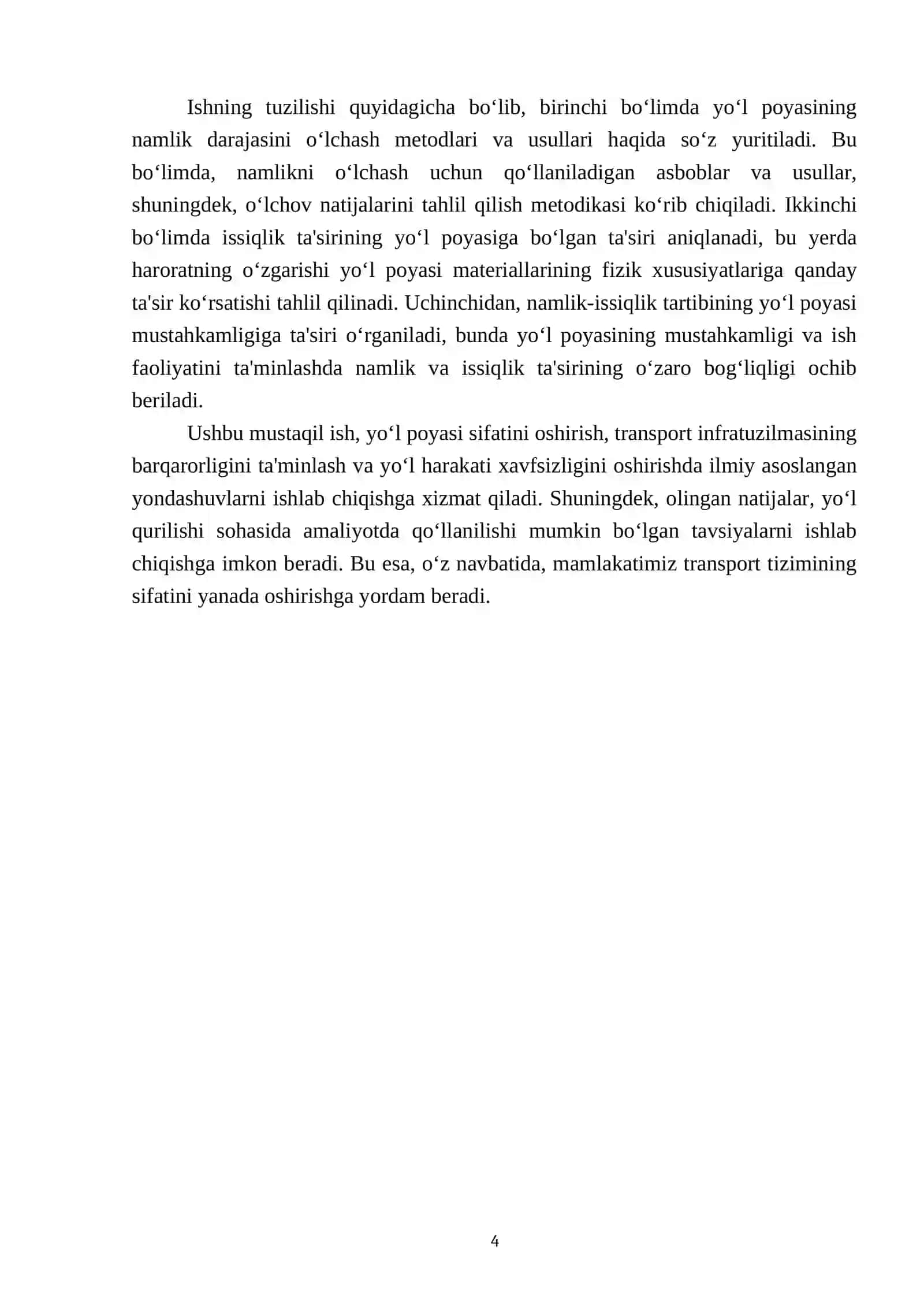 Yo‘l poyining namlik-issiqlik tartibini o‘rganish 4