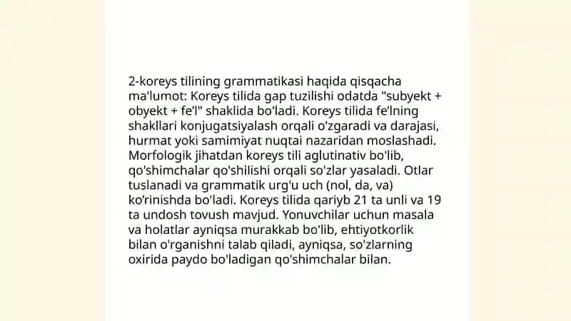 Koreys tilining xususiyatlari 4