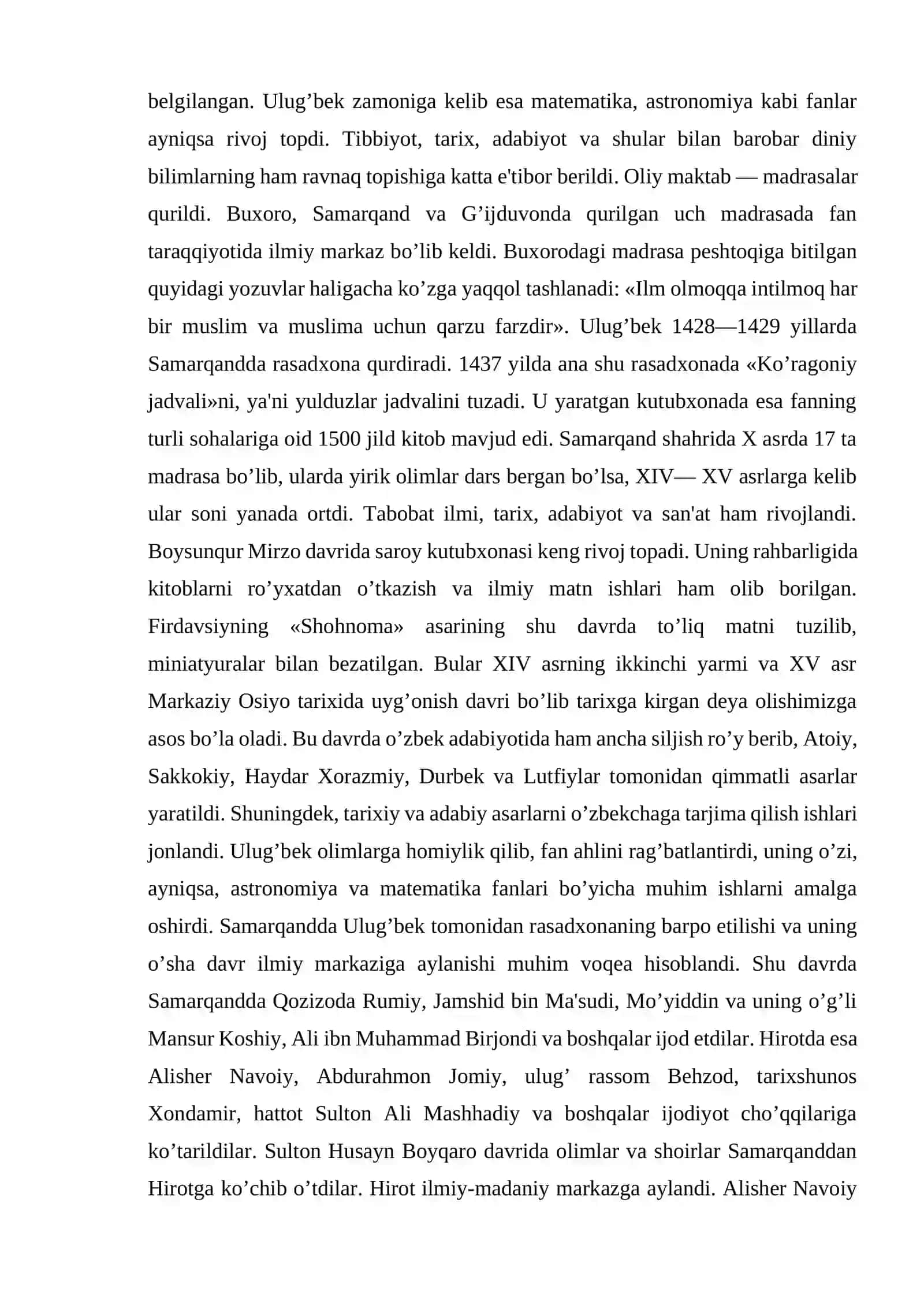 XIV asrning ikkinchi yarmi va XVI asrda Movarounnahrda boshlang’ich maktabda tarbiya 4