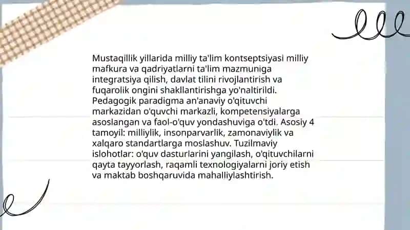Mustaqillik yillarida yangi milliy pedagogika fani va uning dolzarb muommolari 4