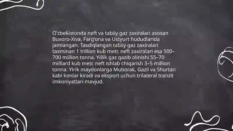 O'zbekistonning foydali qazilmalari haqida ma'lumot tayyorlash 4