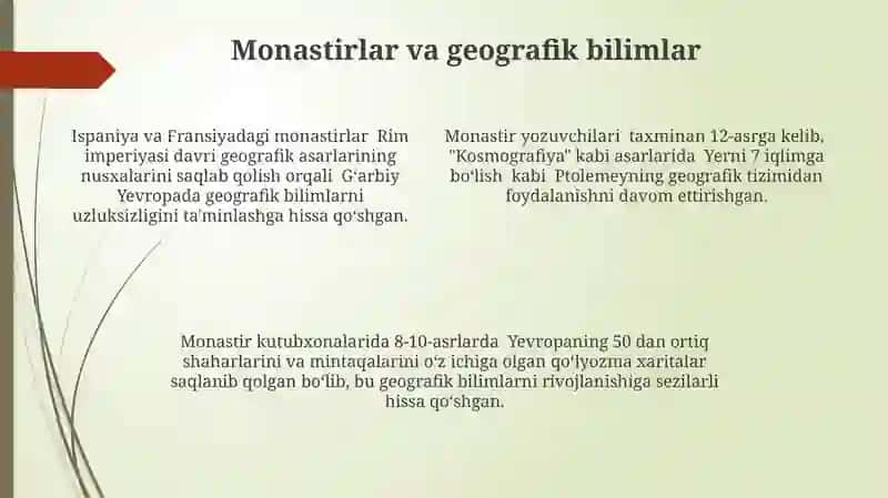 G‘arbiy Yevropa geografik bilimlarning rivojlanishi 4