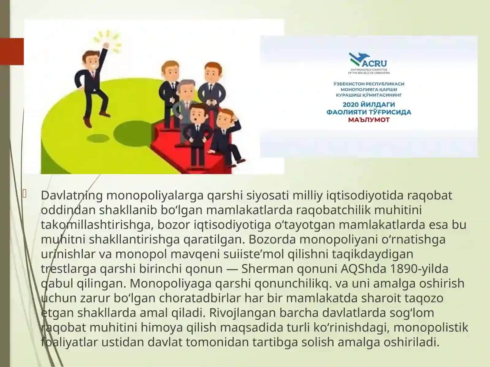 ANTIMONOPOL QONUNCHILIK VA MONOPOLIYA ULARNI TARTIBGA SOLISH 4