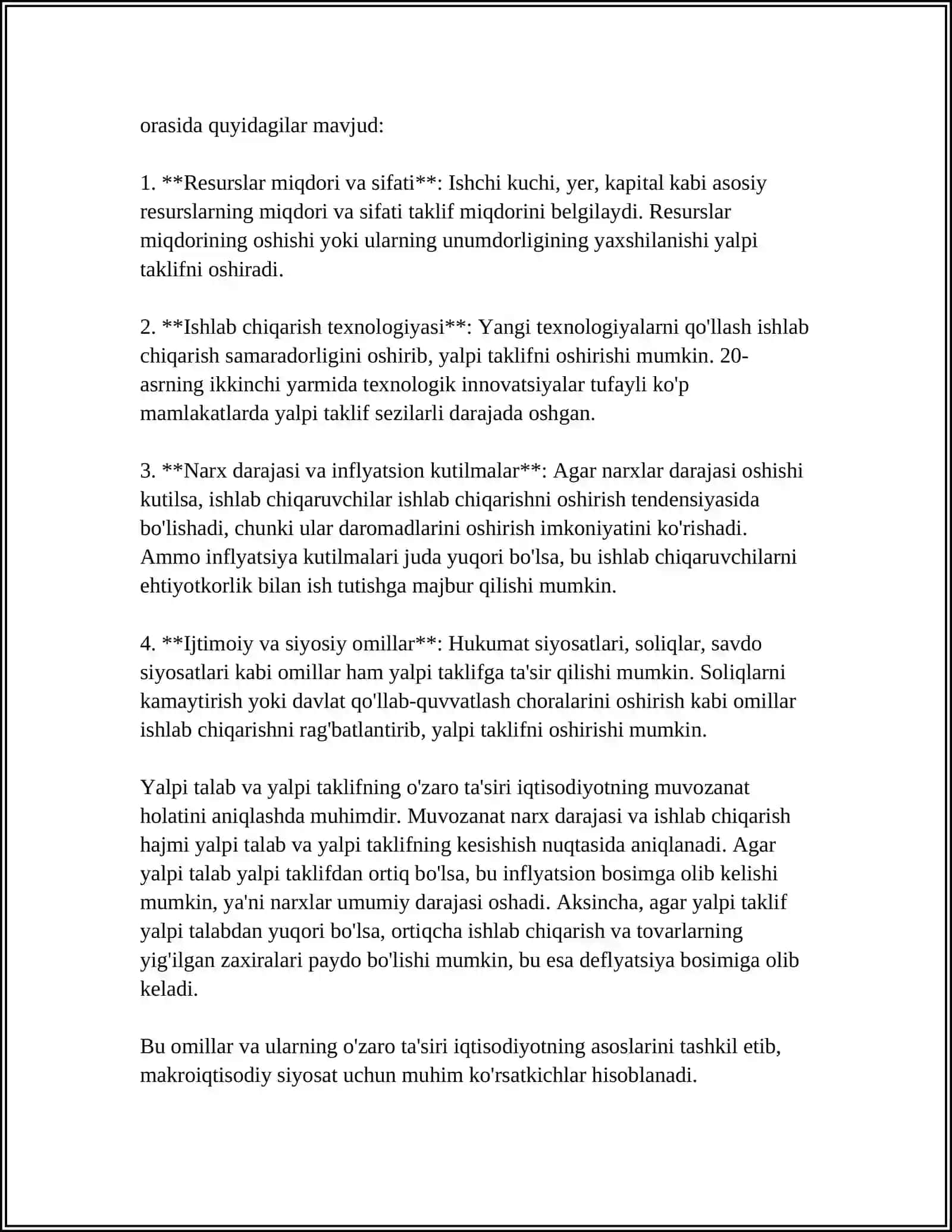 Yalpi talab va yalpi taklif asoslari 4
