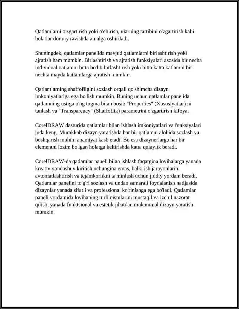 CORELDRAW DASTURIDA QATLAMLAR BILAN ISHLASH 4