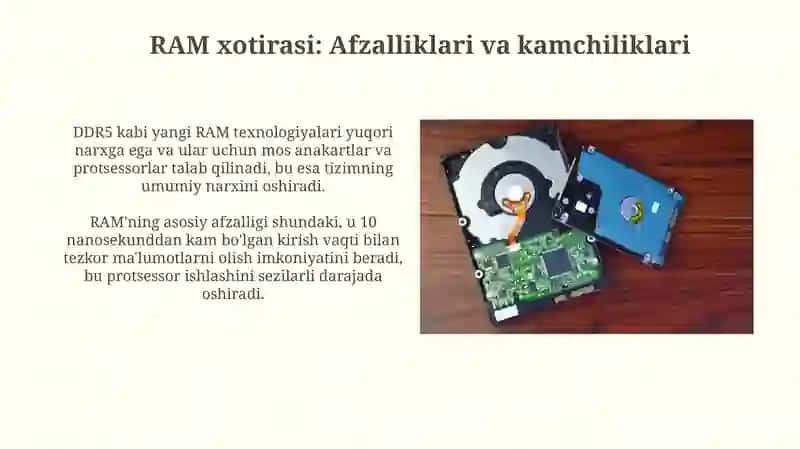 Xotira qurulmalarining afzallik va kamchiliklari 4