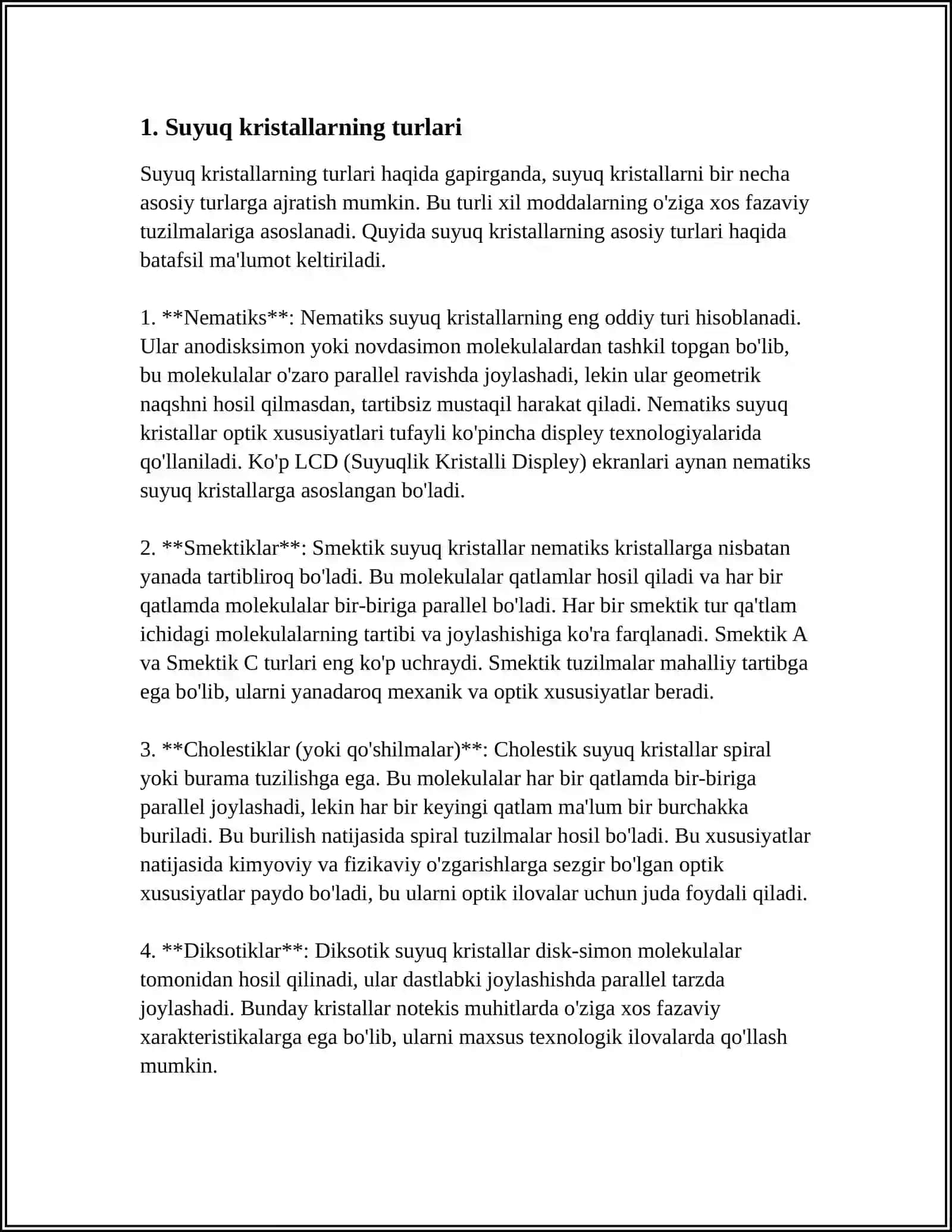 SUYUQ KIRISTALLARVA ULARNI XUXUSYATLARI 4
