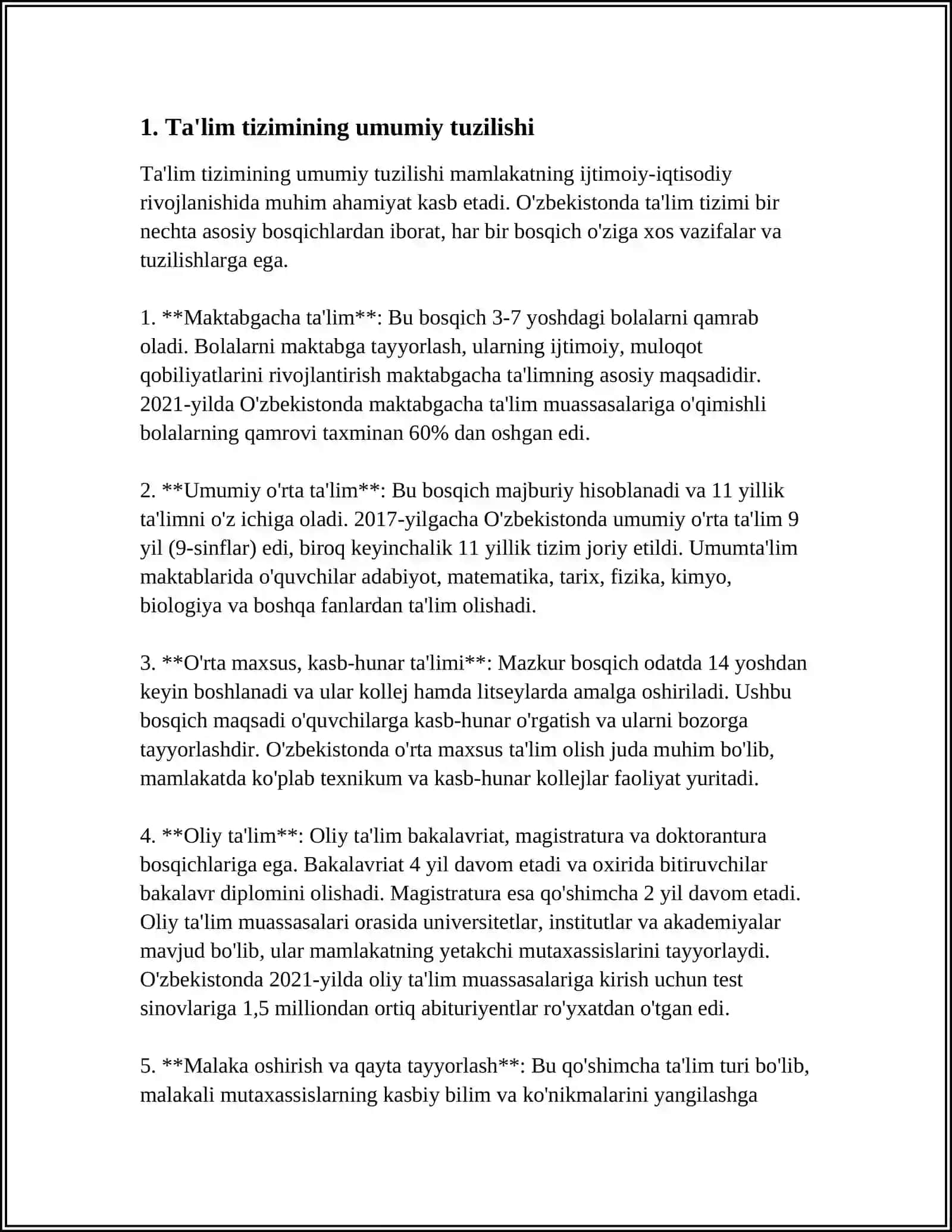 O'zbekiston Respublikasi Ta'lim Tizimi Haqidagi Qonun 4