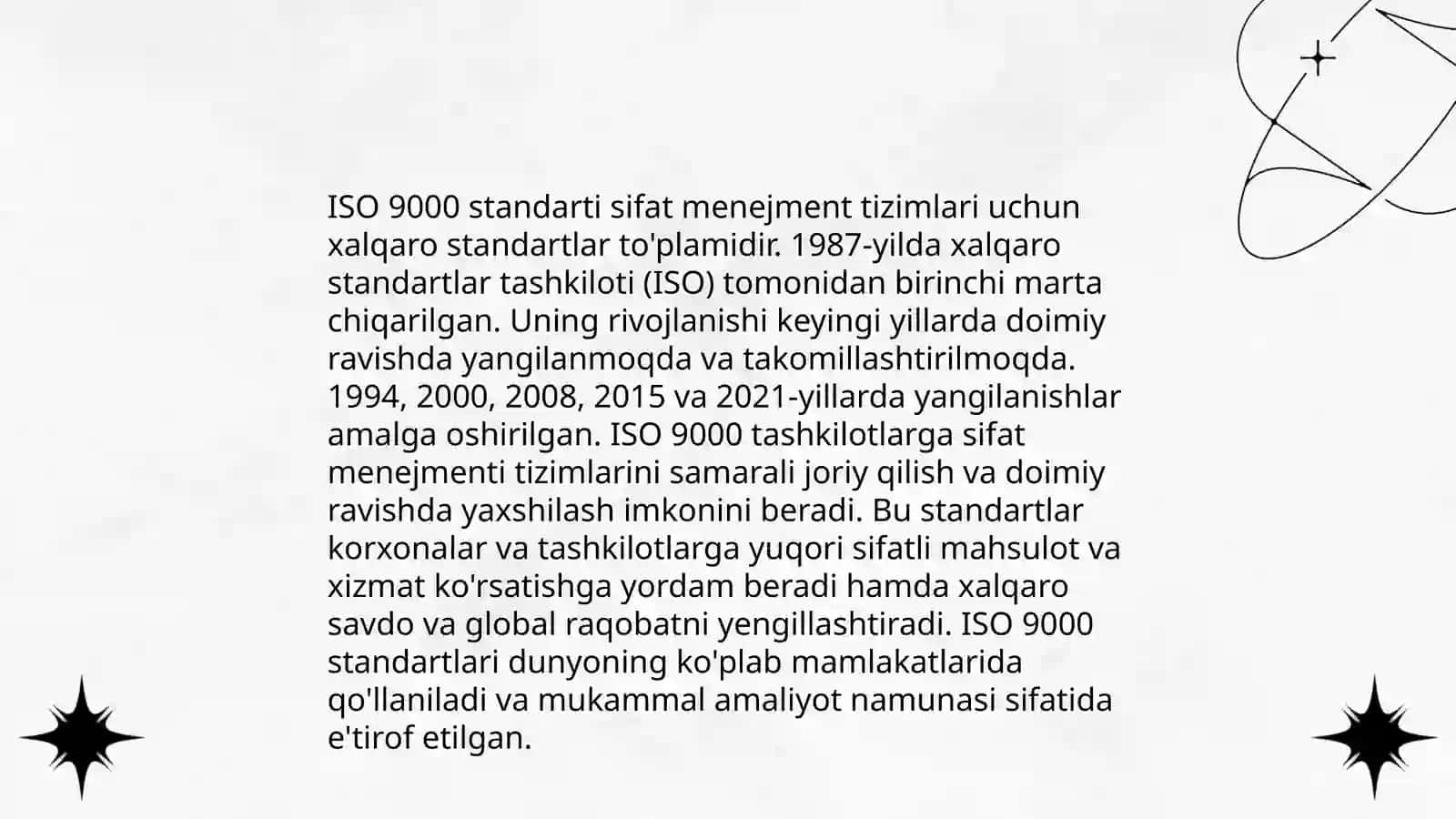 ISO 9000 seryali standartlarning tavsifi va ularni tahlil qilish 4