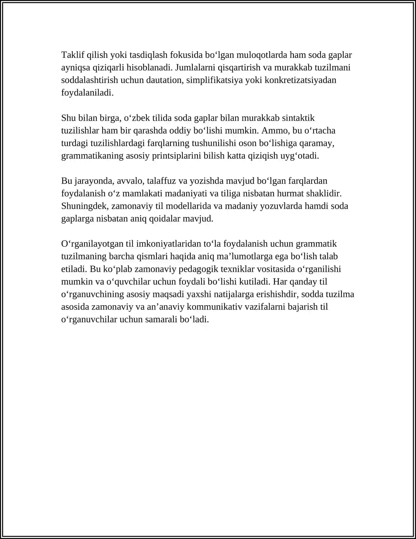O'zbek Tilida Sodda Gaplar Tahlili 4