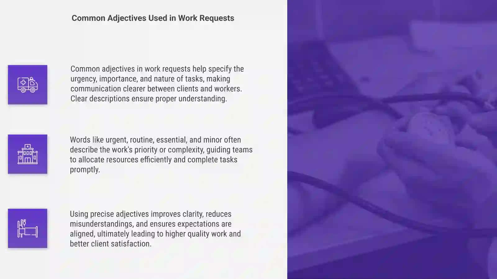 Adjective and work order 4