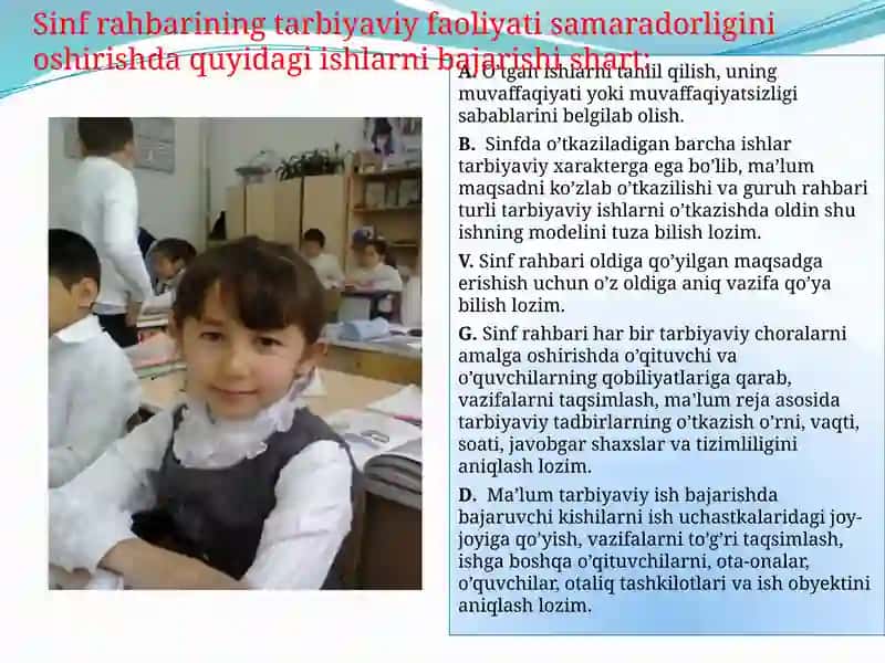 Sinf rahbarining tarbiyaviy faoliyati samaradorligini oshirish usullari 4