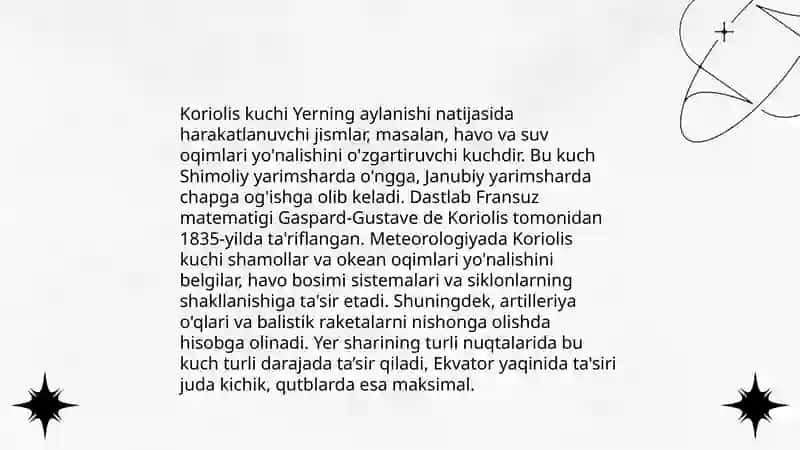 Aylanuvchi sanoq tizmidagi inertsiya kuchlari 4