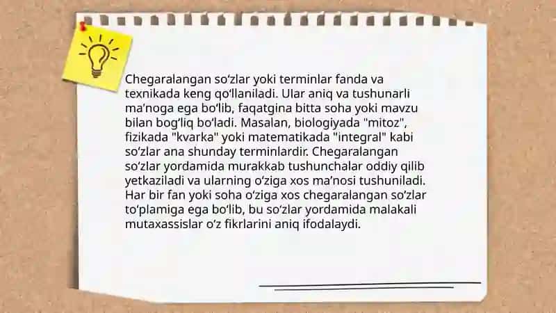 Kasb-hunar leksikasi ishlatilishi chegaralangan soʻzlar 4