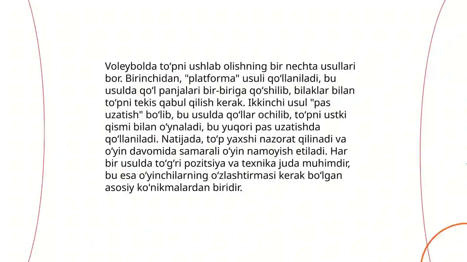 Voleybol tópini óyinga kiritish usullarini órgatish 4