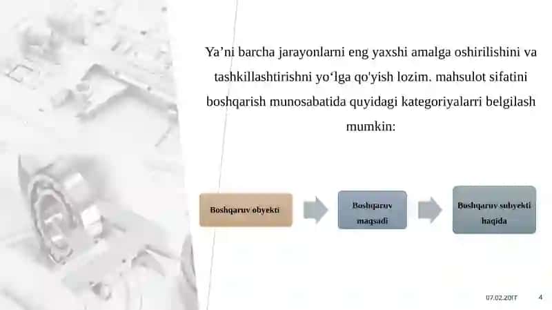 Metralogiya standartlashtirish va mahsulot sifatini boshqarish 4