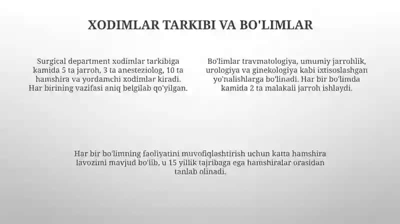 Xirurgiya bulimi tuzulmasi va uni tashkil etish 4