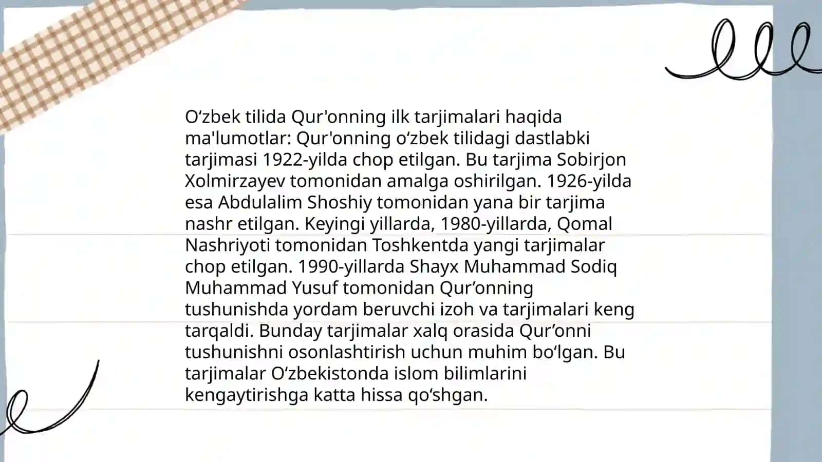 Qur'onning ózbek tiliga tarjima qilinishi va tafsirlari 4