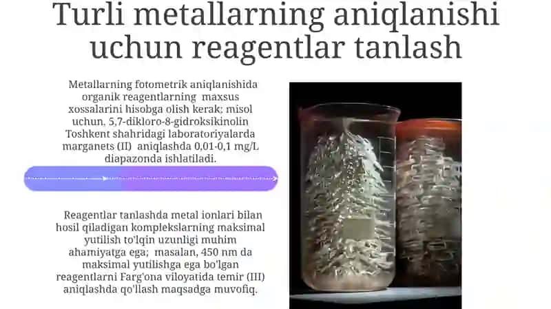 Metallarni organik reagentlar yordamida ekstraksion fotometrik aniqlash 4