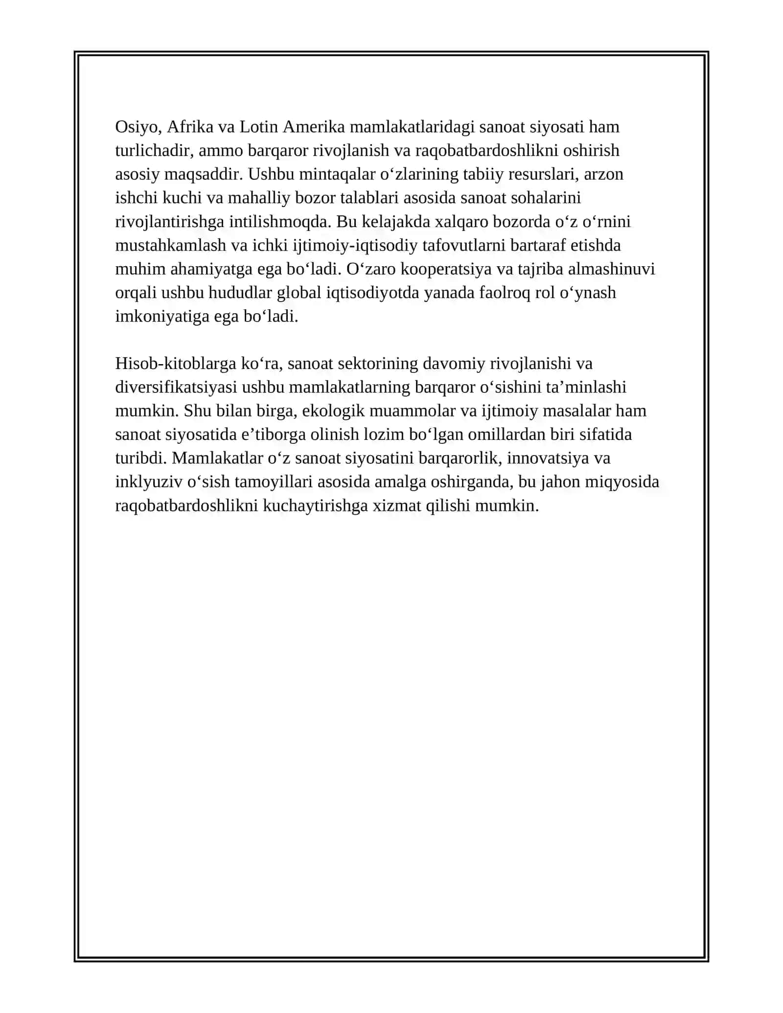 OSIYO, AFRIKA VA LOTIN AMERIKA MAMLAKATLARI RIVOJLANISHINING ASOSIY YO‘NALISHLARI 4