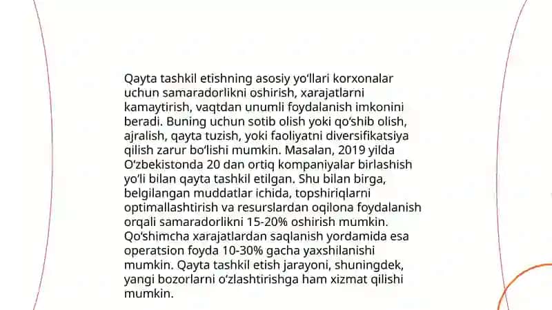 Boshqaruv tuzilmasini qayta tashkil usulari, shakillari va yo‘lari 4