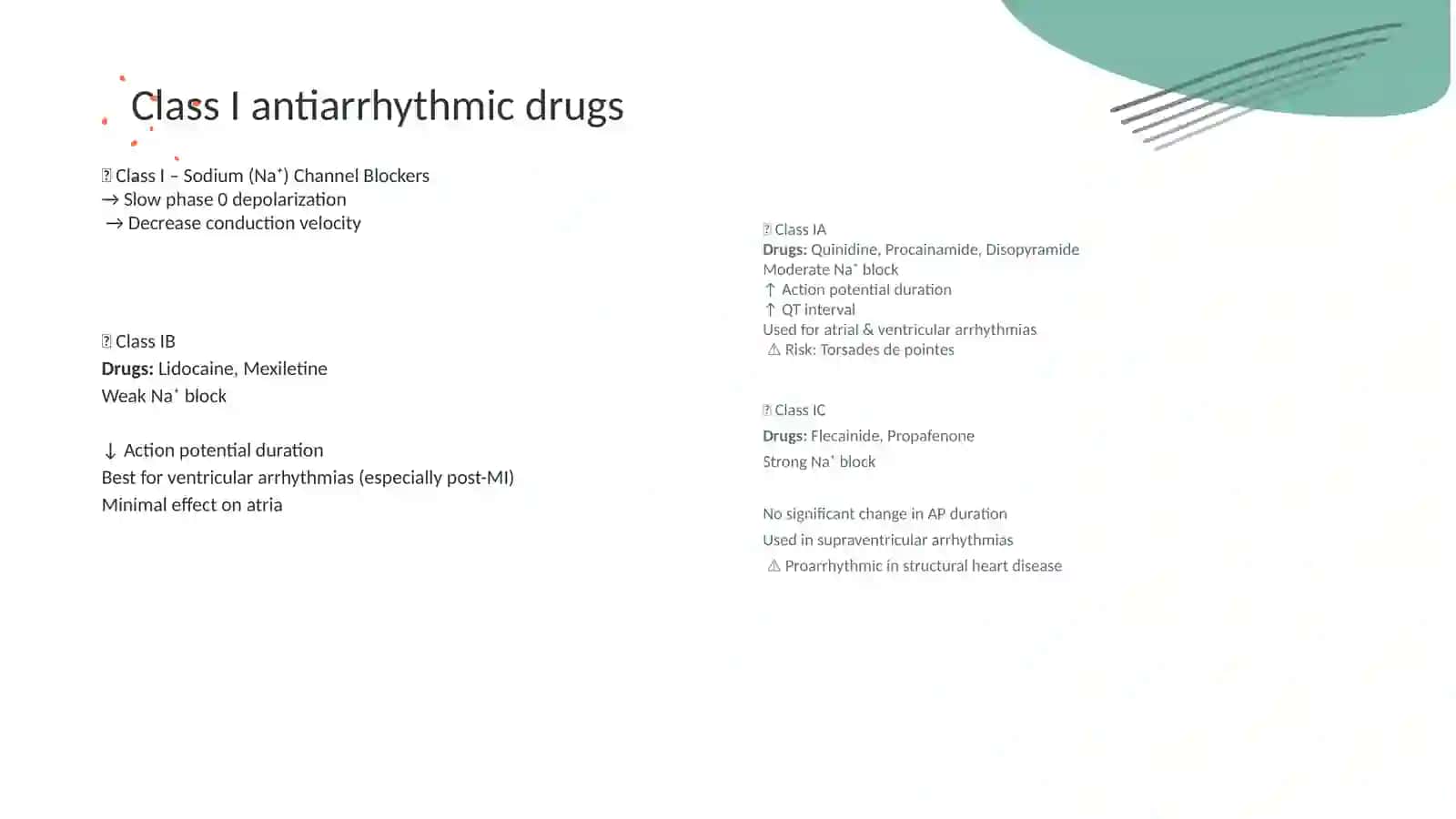 Classifications of Anti-Arrhythmic Drugs 4