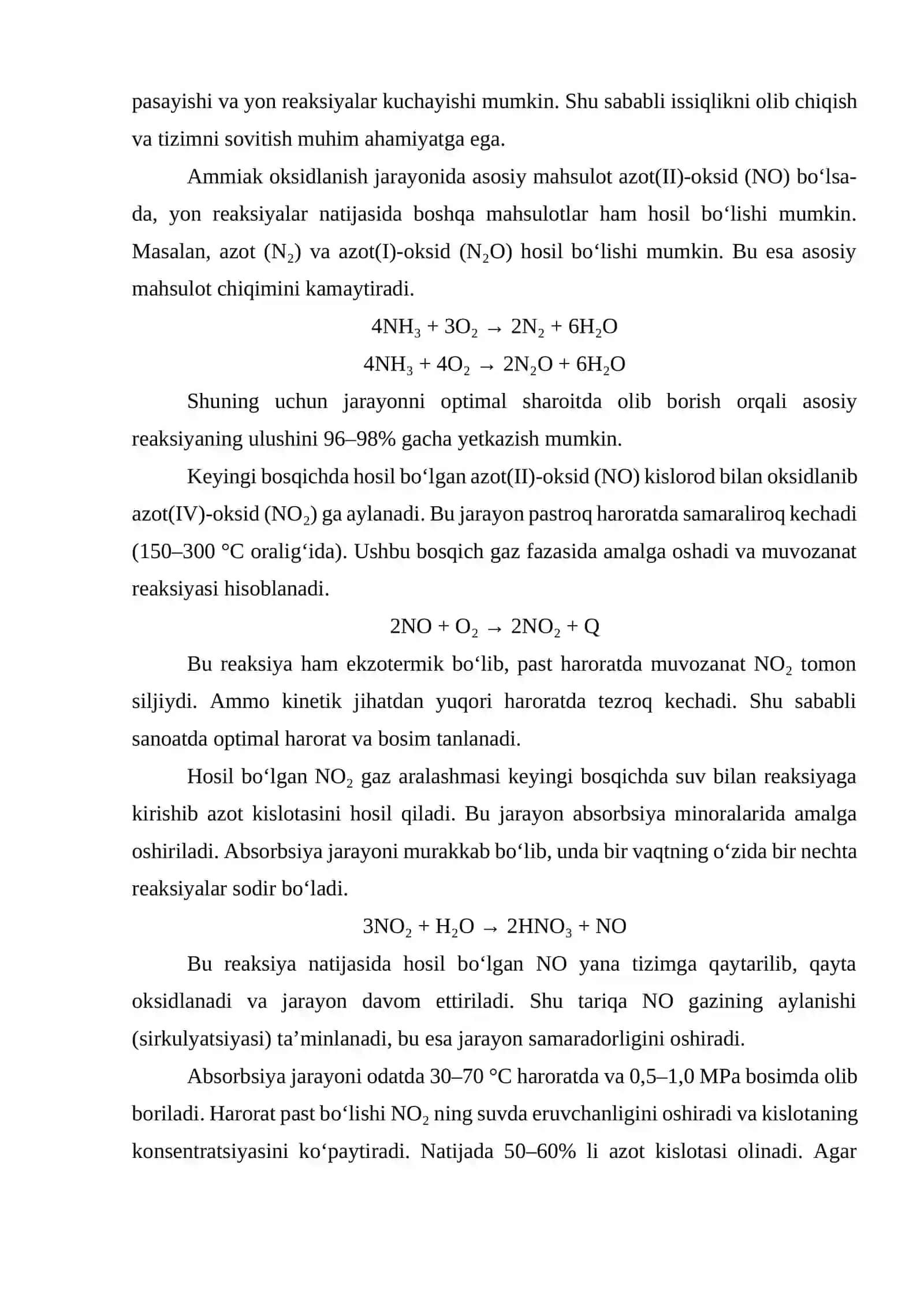 Azot kislotasi ishlab chiqarishda kontakt apparatini loyihalash. G=18000 kg/soat 4
