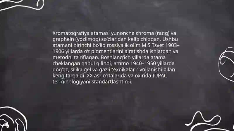 Xromatografiya metodining vujudga kelish tarixi 4