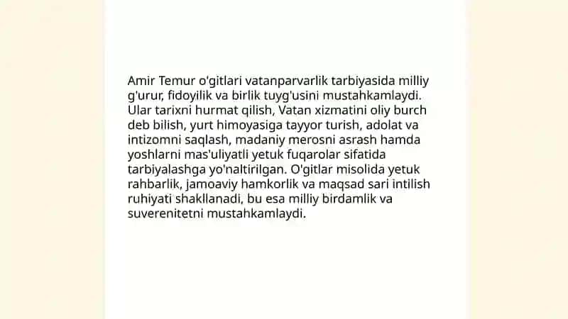Amir Temur o'gitlarining tarbiyaviy ahamiyati 4