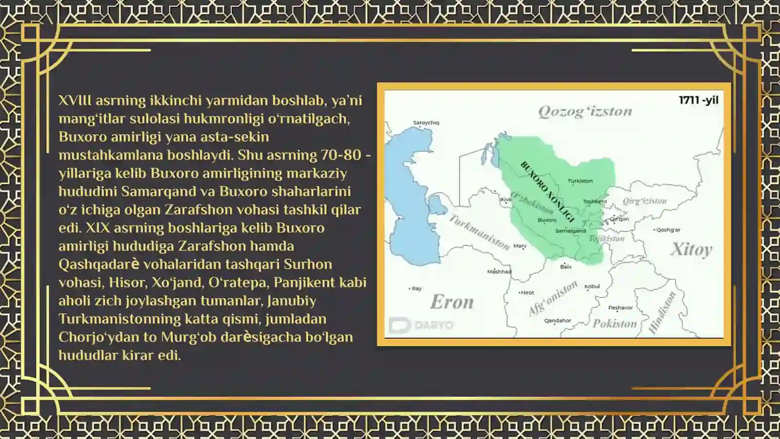 XVI-XIX asr o’rta o‘zbek xonliklari tarixiy geografiyasi 4