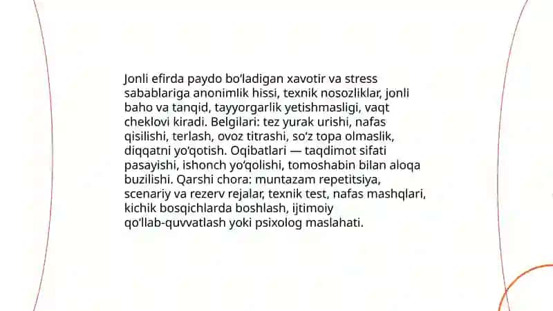Jonli efirning psixologik muommolari 4