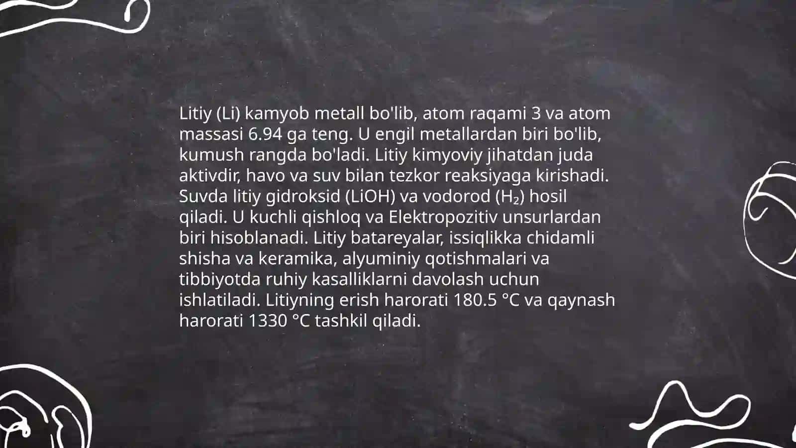 Litiy va uning birikmalarini olish va hossalari 4