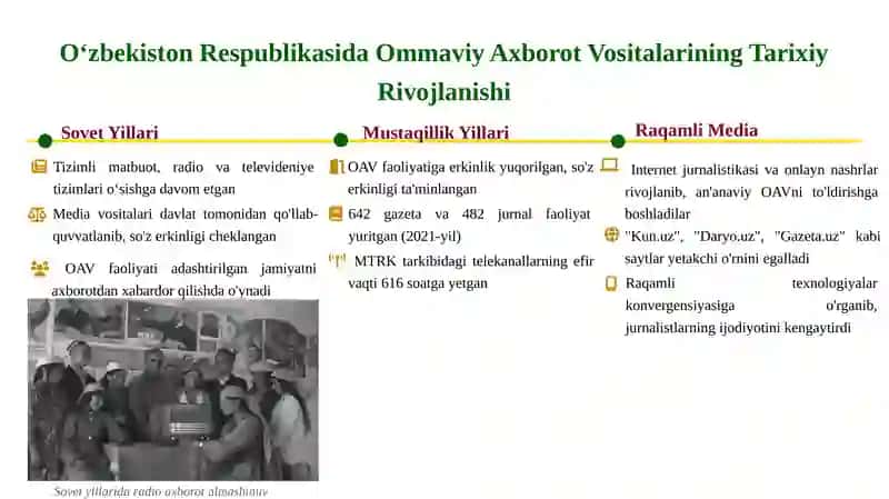 O'zbekiston Respublikasida Ommaviy Axborot Vositalarining Faoliyati 4