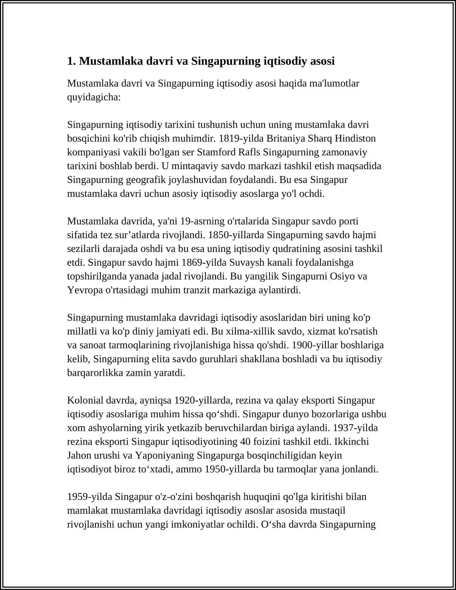 SINGAPUR IQTISODIYOTI TARIXI VA RIVOJLANISH BOSQICHLARI 4