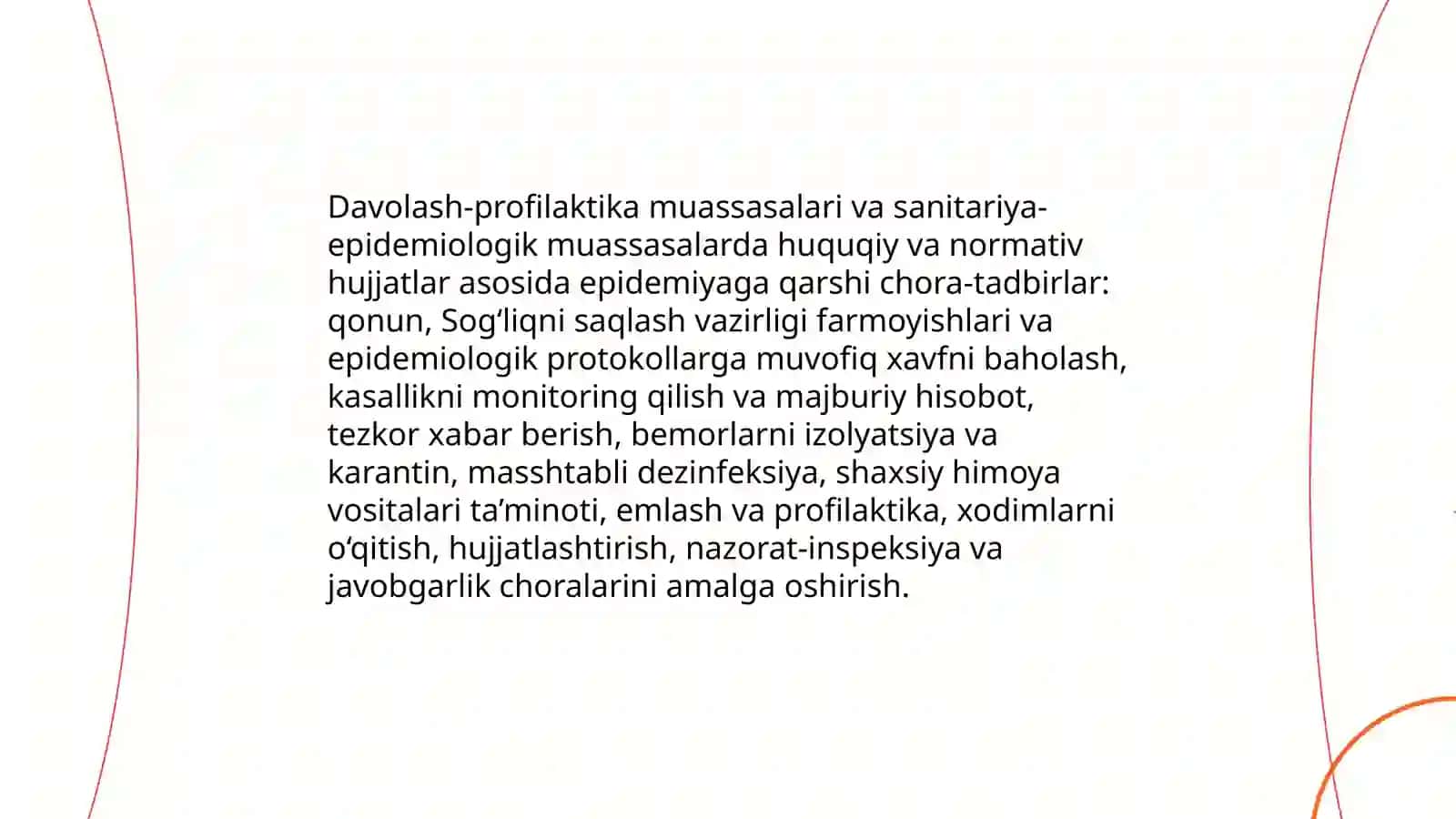 Davolash profilaktik muassasalari va sanitariya epidemiologik muassasalarida epidemiyaga qarshi ishlarni tashkillashtirish xususiyatlari 4