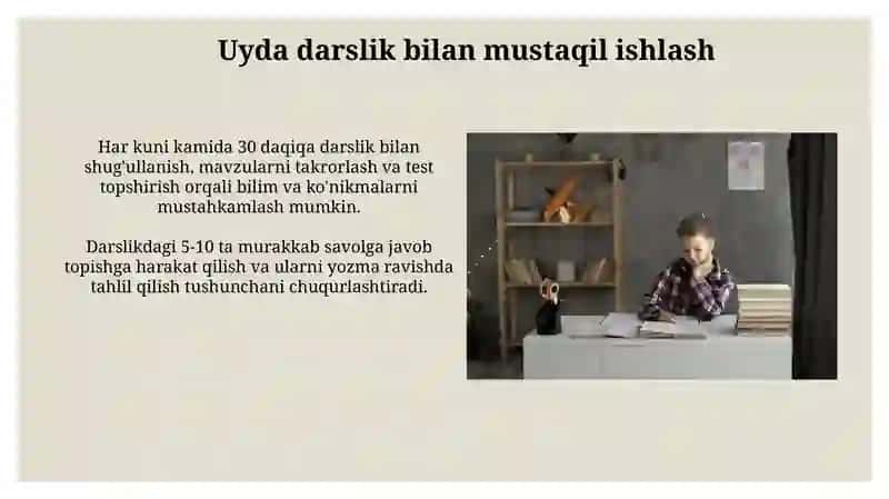 Sinfda va uyda darslik bilan ishlash usullari 4