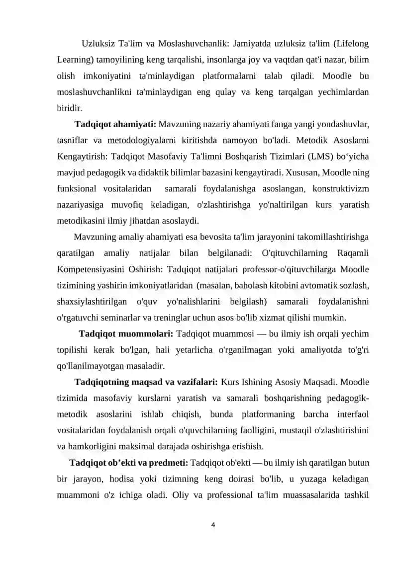 "MASOFAVIY KURSLAR YARATISHDA MOODLE TIZIMIDAN FOYDALANISH" 4