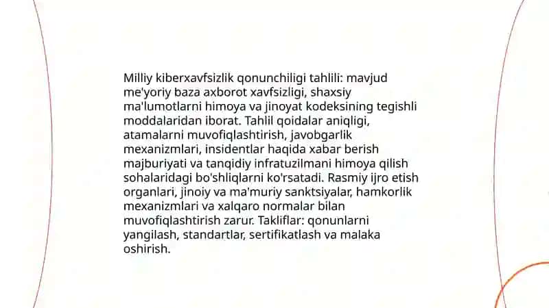 Kiberxavfsizlikning Huquqiy va Amaliy jihatlari 4